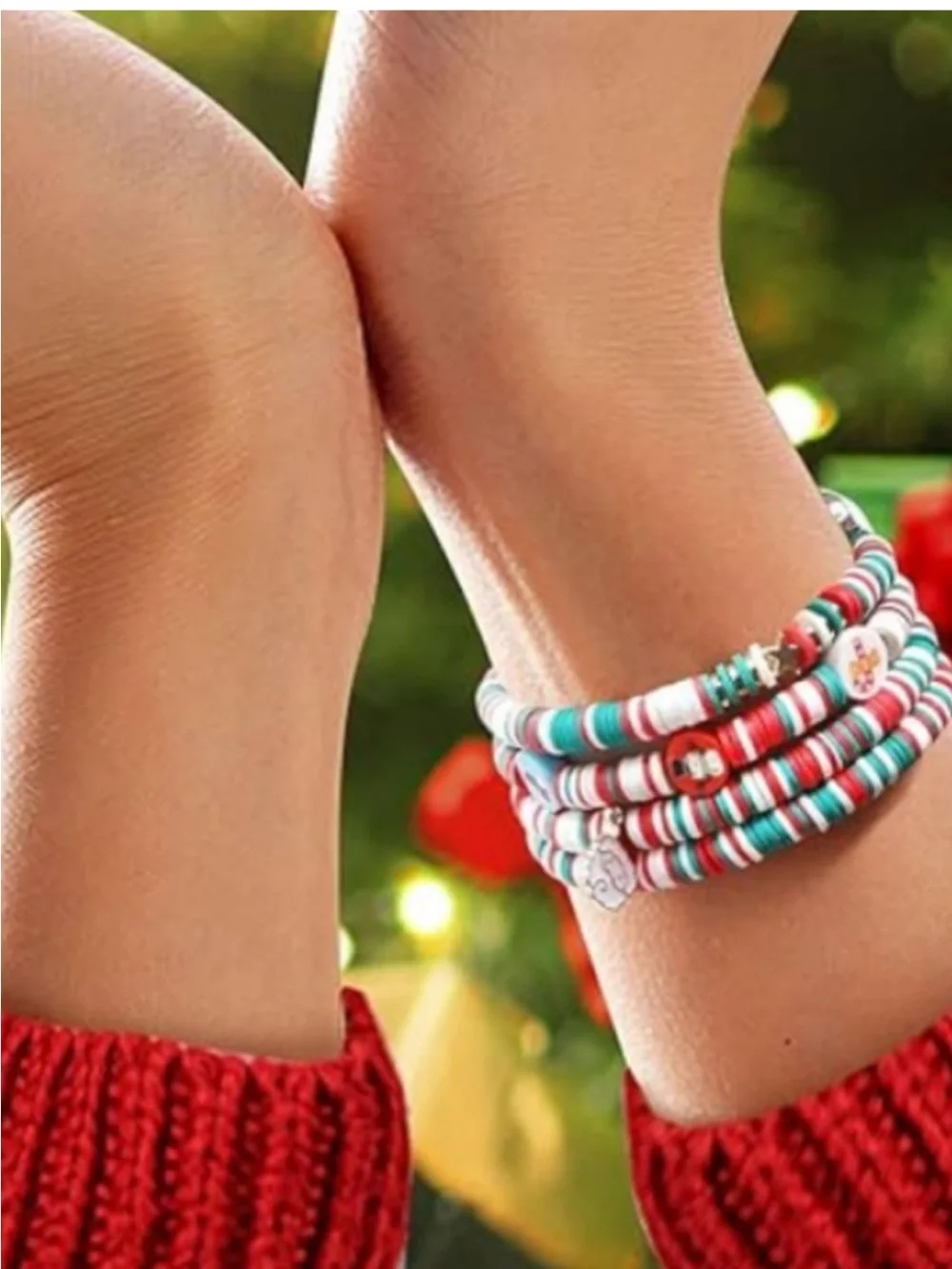 Beaded Multicolor Replacement Band for Smartwatch - Red/Green/White